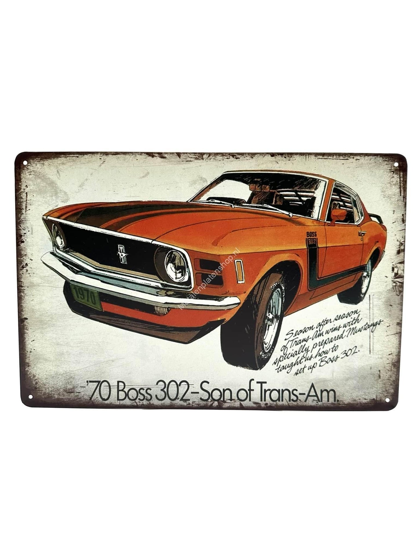 Wandschild aus Metall – 70 Boss 302-Son of Trans-am