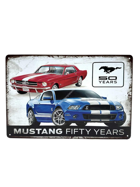 Wandschild aus Metall – 50 Jahre – Mustang – Fünfzig Jahre