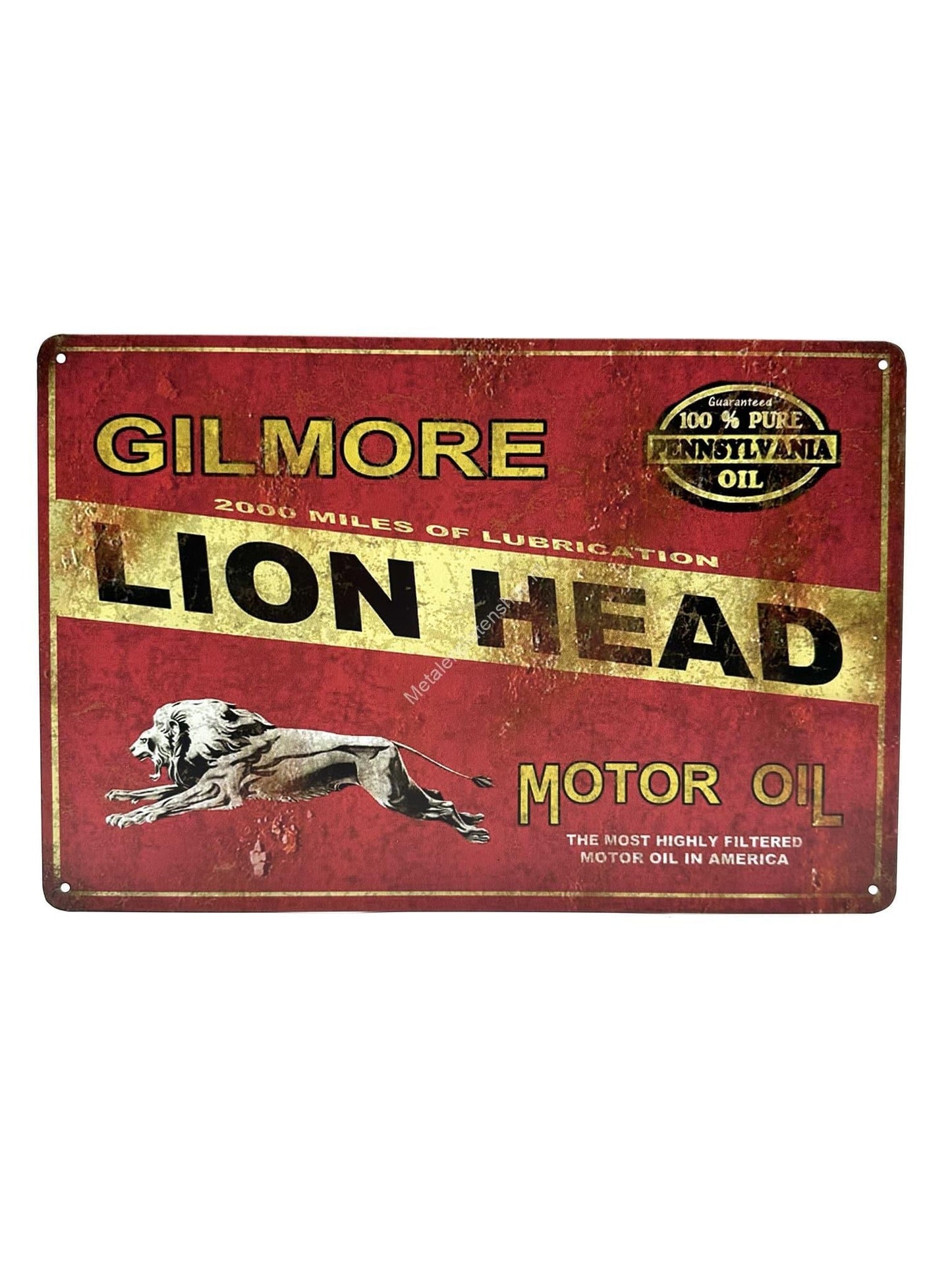 Metal Wall Sign - Gilmore Lion Head - Motor Oil