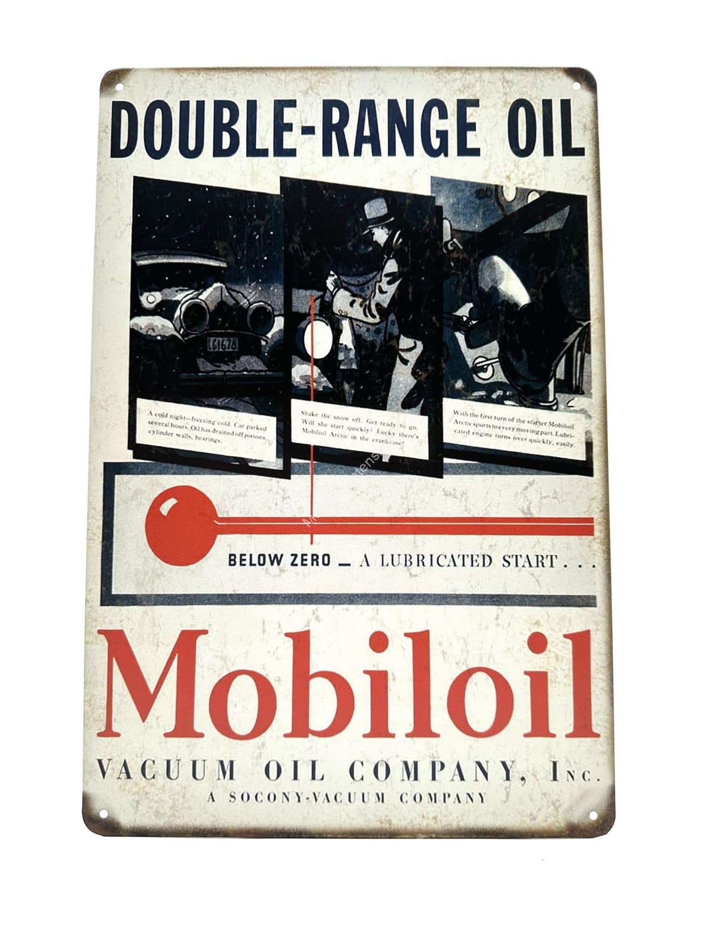 Metalen Wandbord - Double-Range Oil - Mobiloil