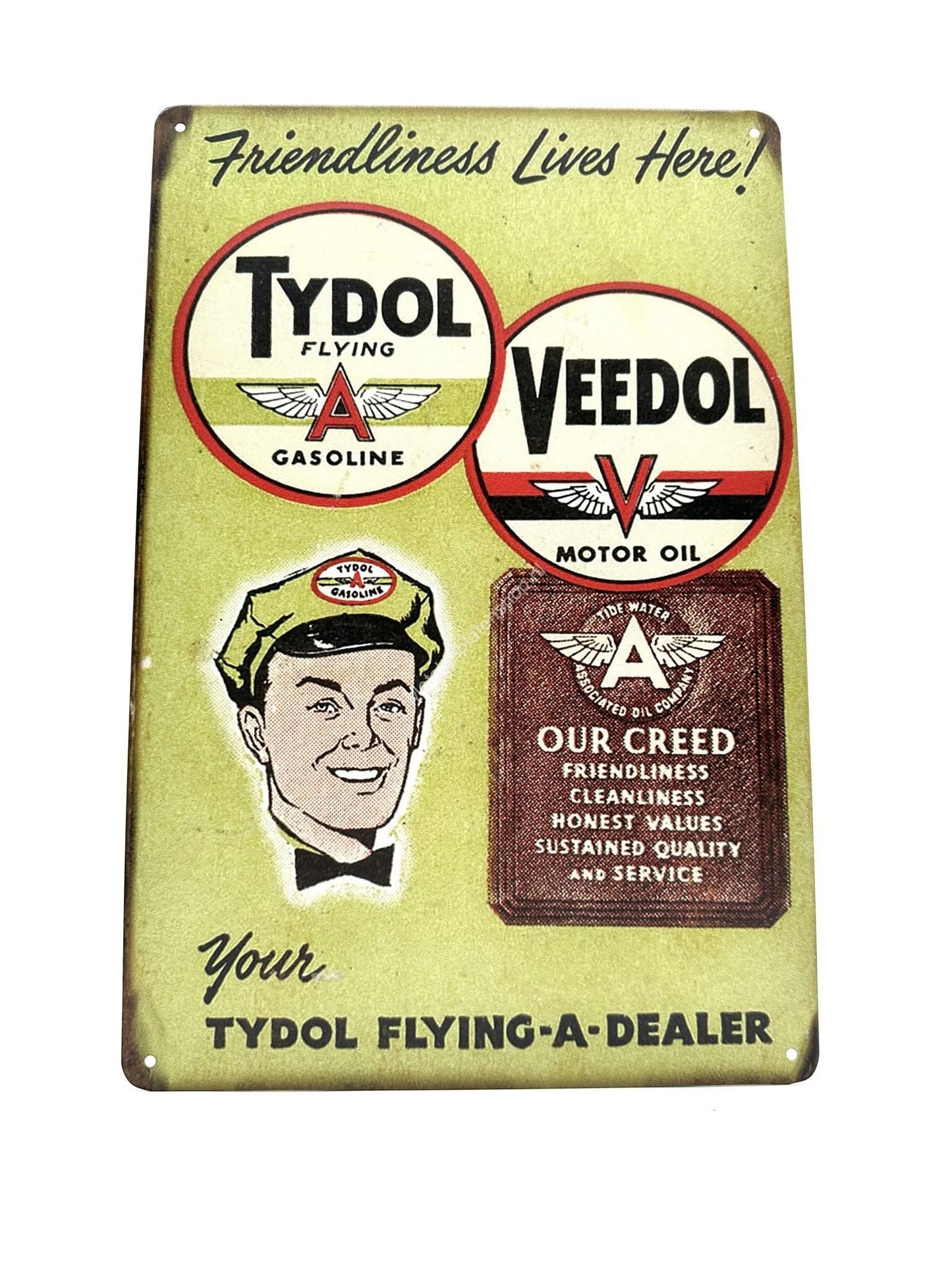 Metalen Wandbord - Tydol Veedol - Motor Oil - Gasoline