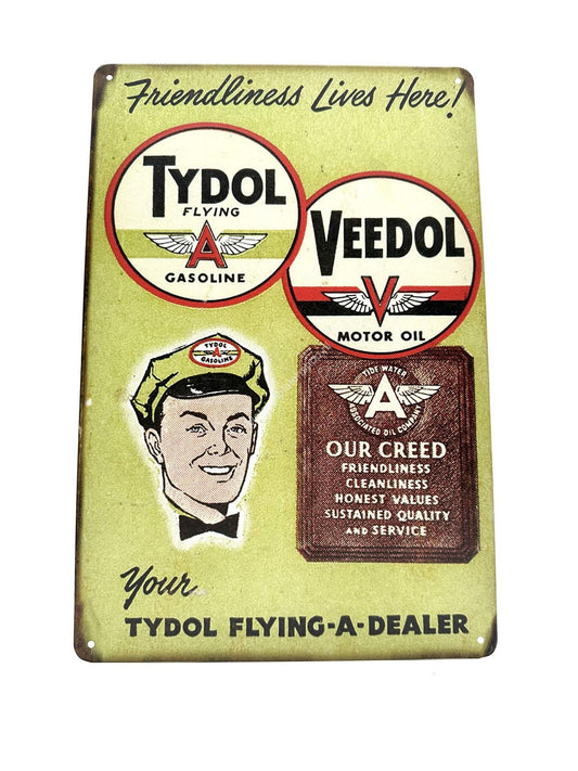 Metal Wall Sign - Tydol Veedol - Motor Oil - Gasoline