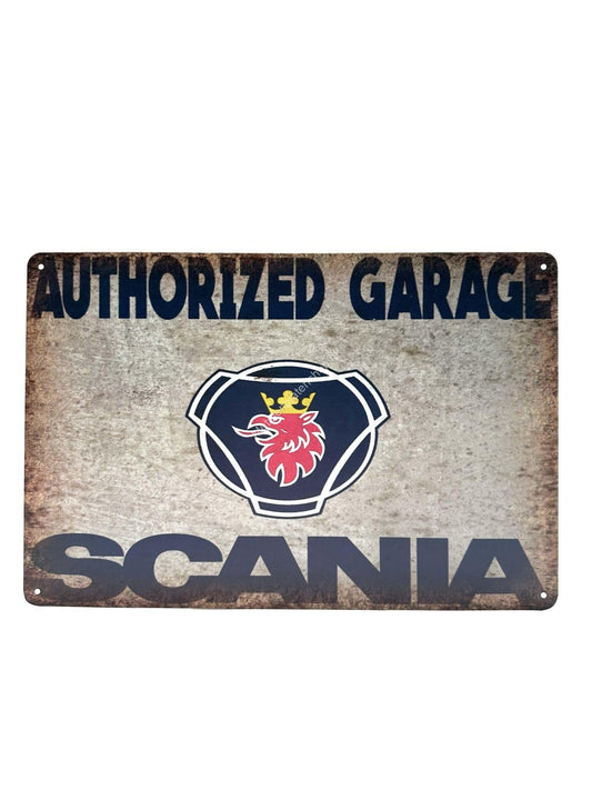 Wandschild aus Metall – Autorisierte Garage – Scania