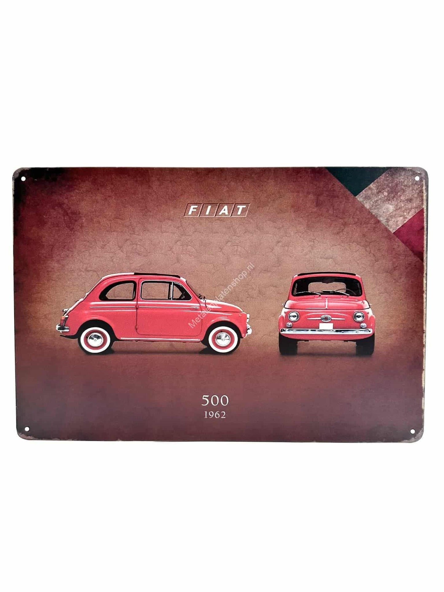 Metalen Wandbord - FIAT 500 - 1962