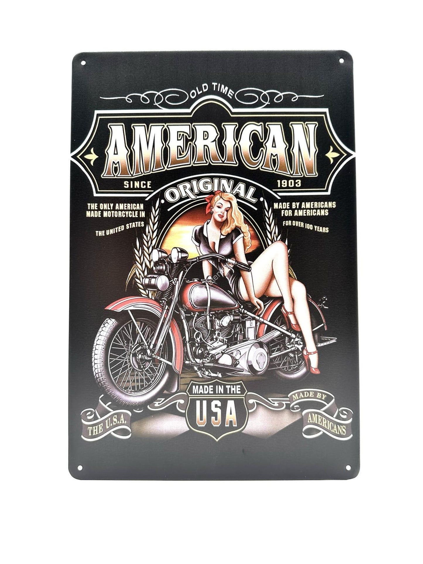 Metal Wall Sign - Old Time - American - Made in USA - Motorcycles