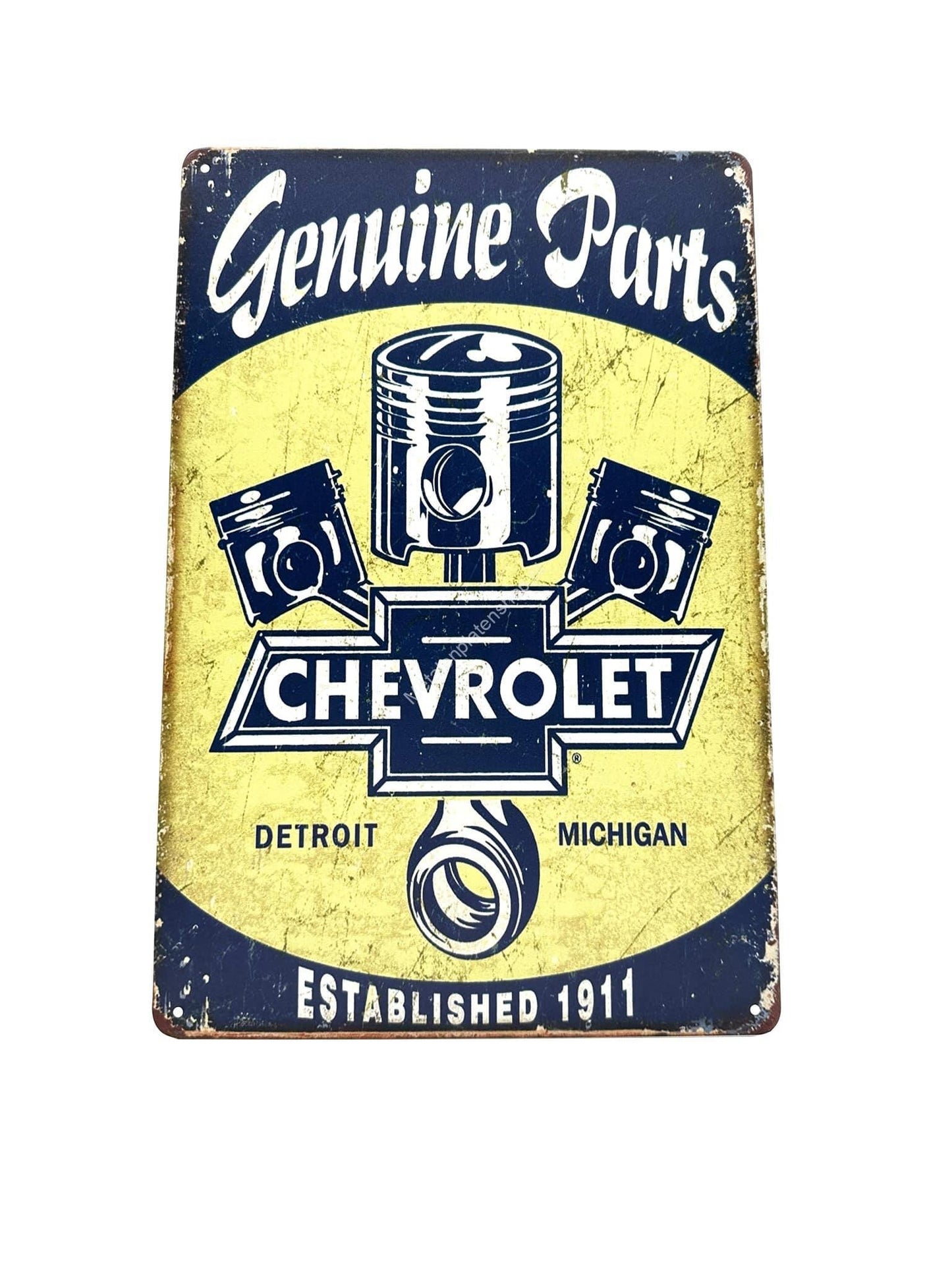 Metal Wall Sign - Genuine Parts - Chevrolet - Detroit - Michigan