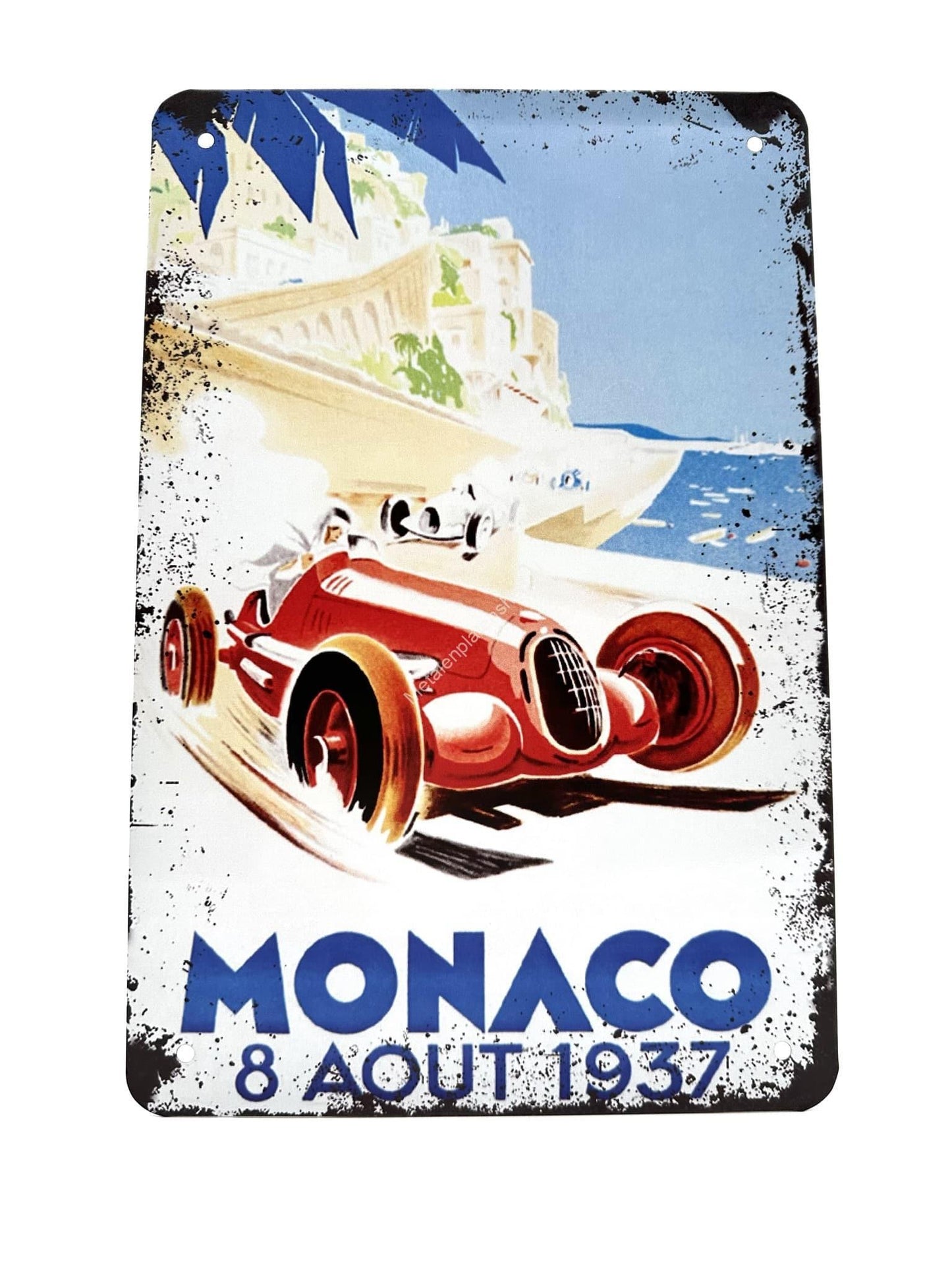 Metalen Wandbord - MONACO - 8 AOUT 1937