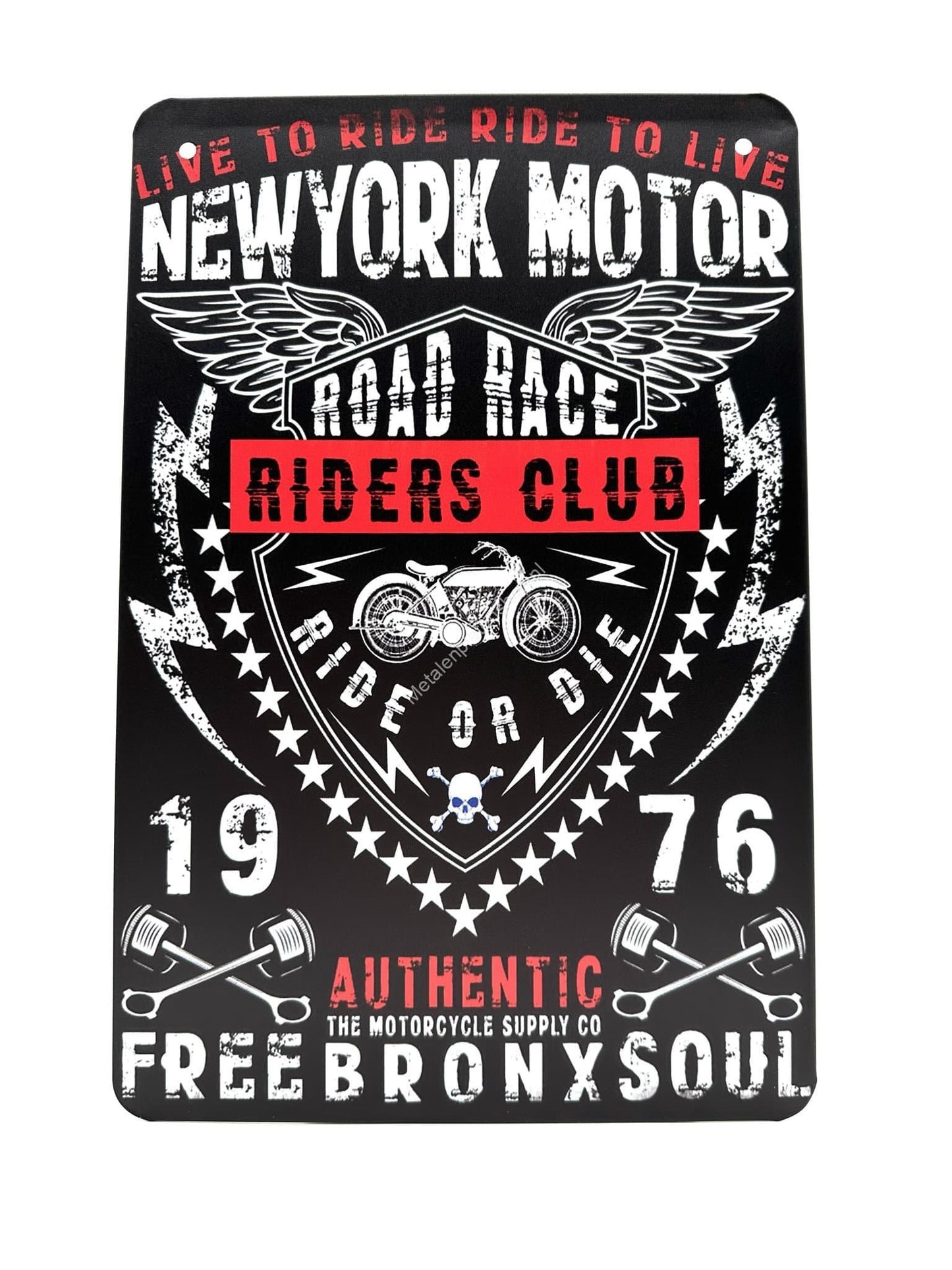 Metal Wall Sign - Live to Ride - Ride to Live - Road Race Riders Club - Motorcycles