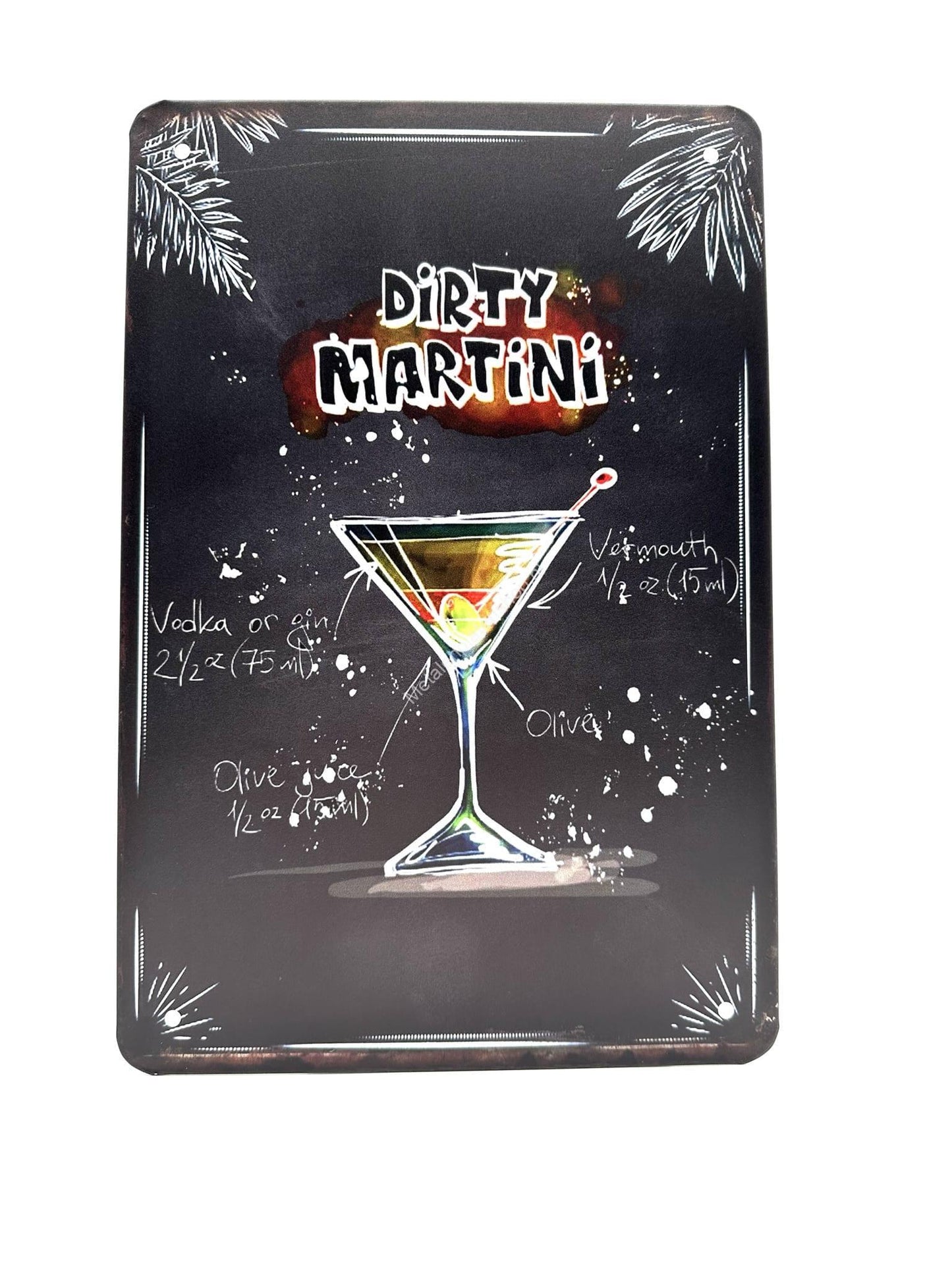 Wandschild aus Metall – Dirty Martini – Cocktails