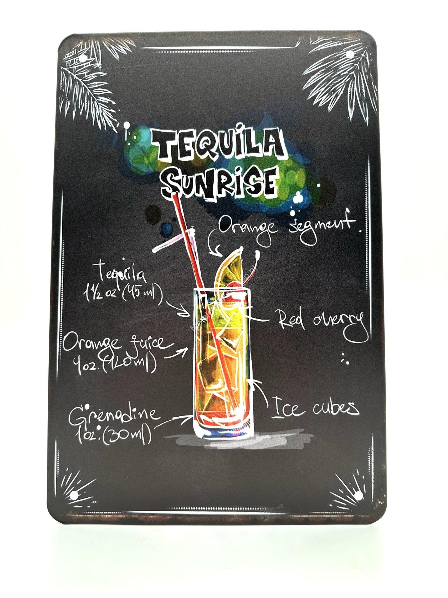 Wandschild aus Metall – Tequila Sunrise – Cocktails