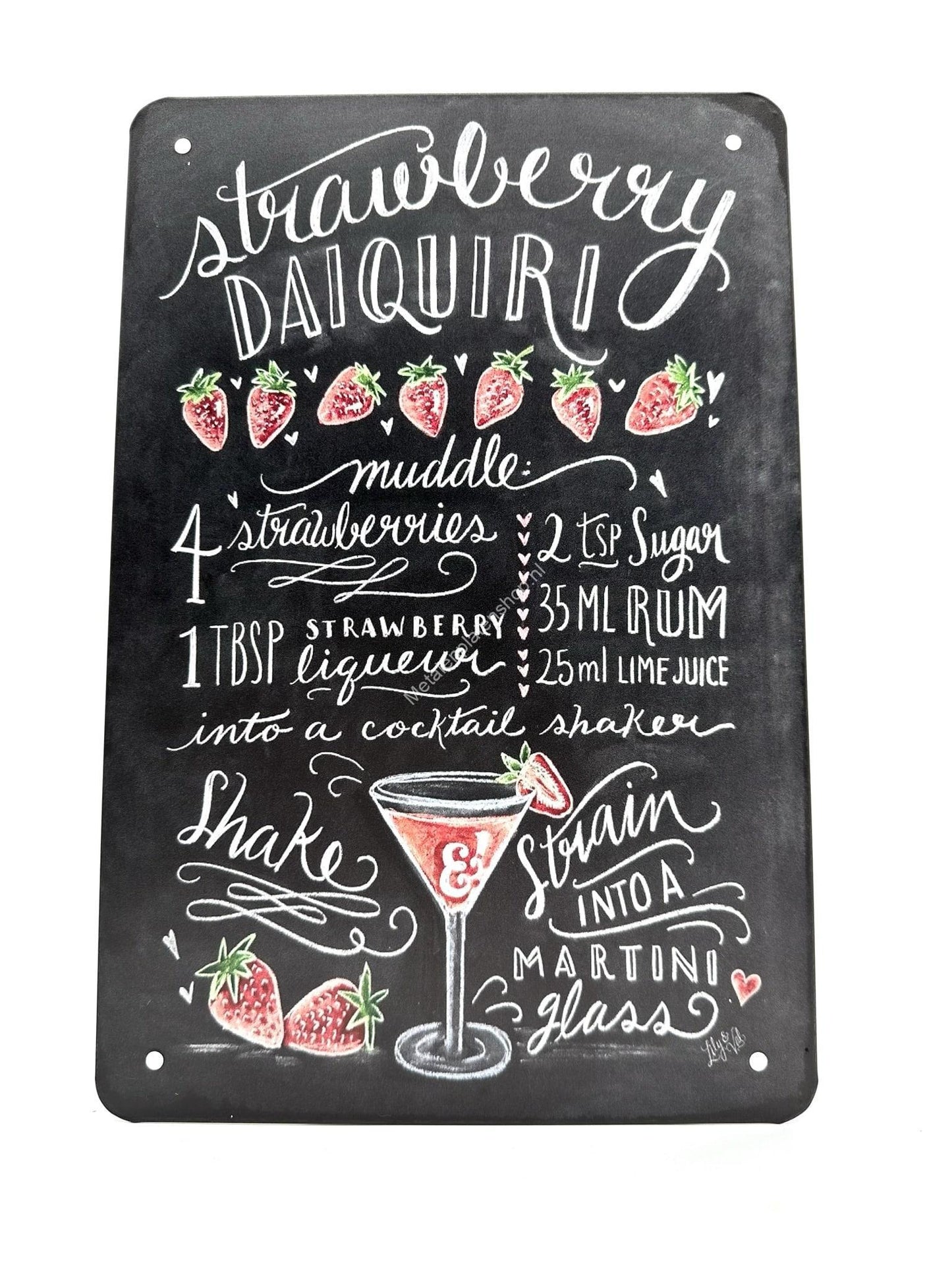 Metal Wall Sign - Strawberry Daiquiri - Cocktails