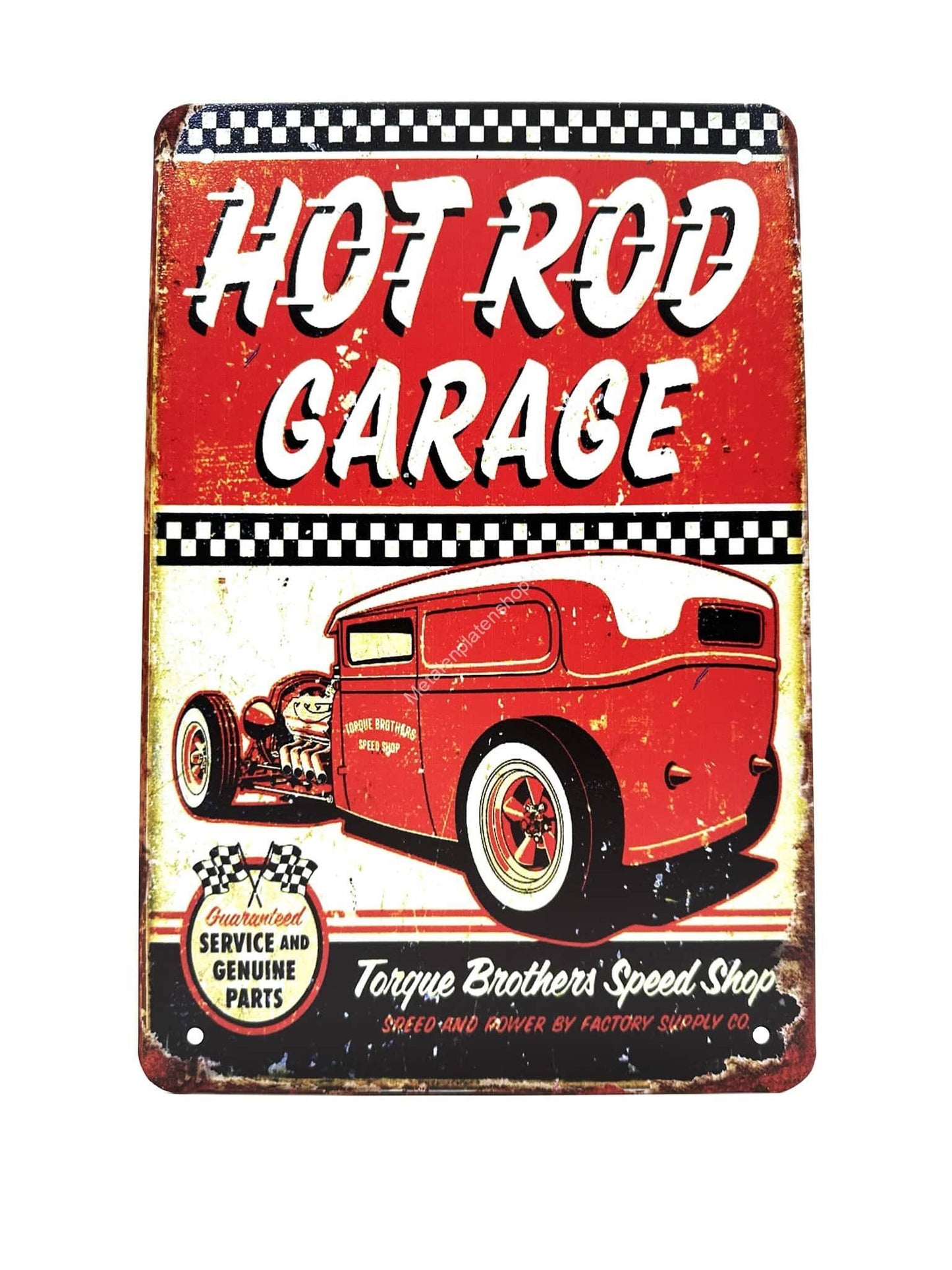 Wandschild aus Metall – Hot Rod Garage – Service und Originalteile