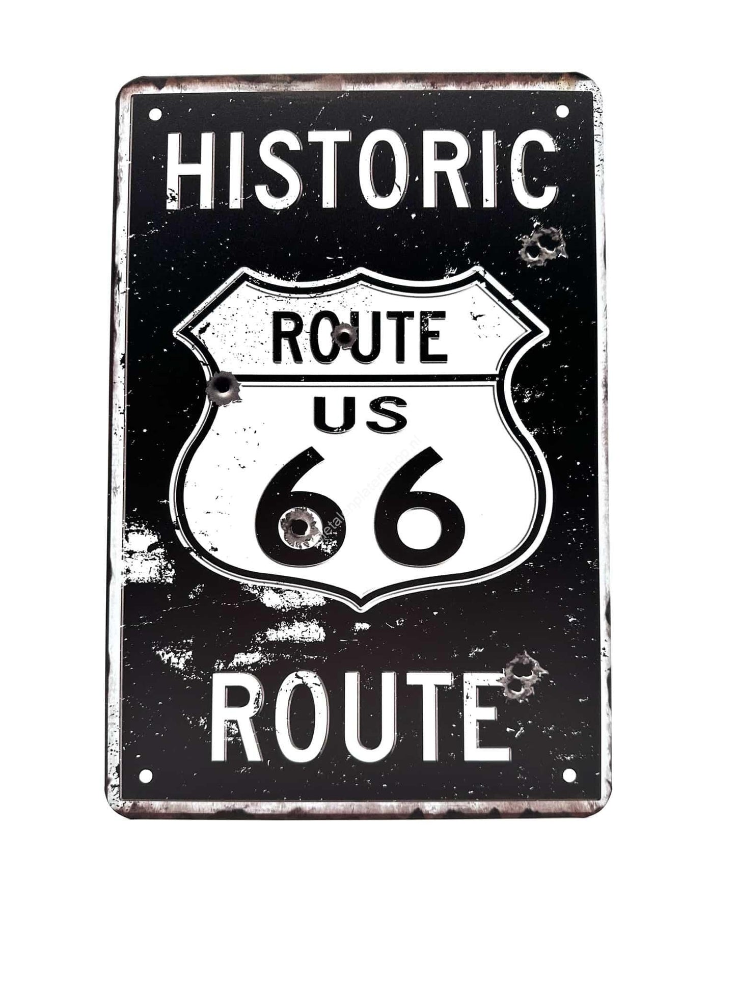 Wandschild aus Metall – Historische Route 66 – Route