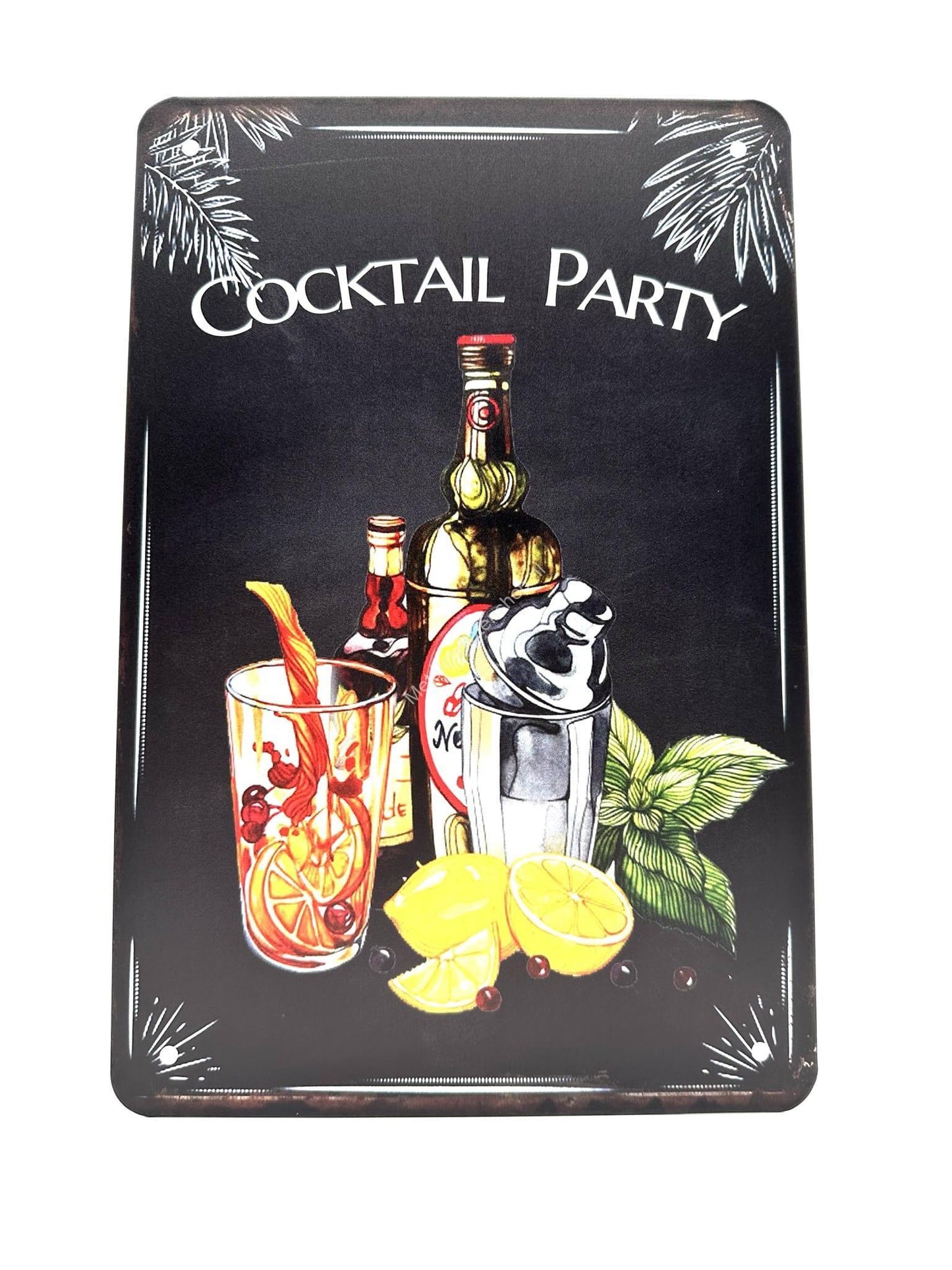 Wandschild aus Metall – Cocktailparty – Cocktails