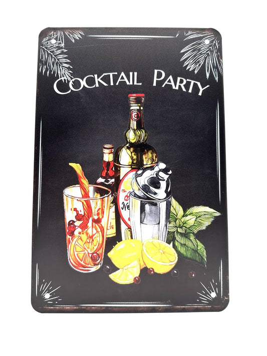 Metalen Wandbord - Cocktail Party - Cocktails