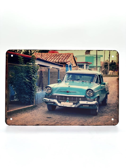 Metalen Wandbord - Old Timer - Pickup - Blauw