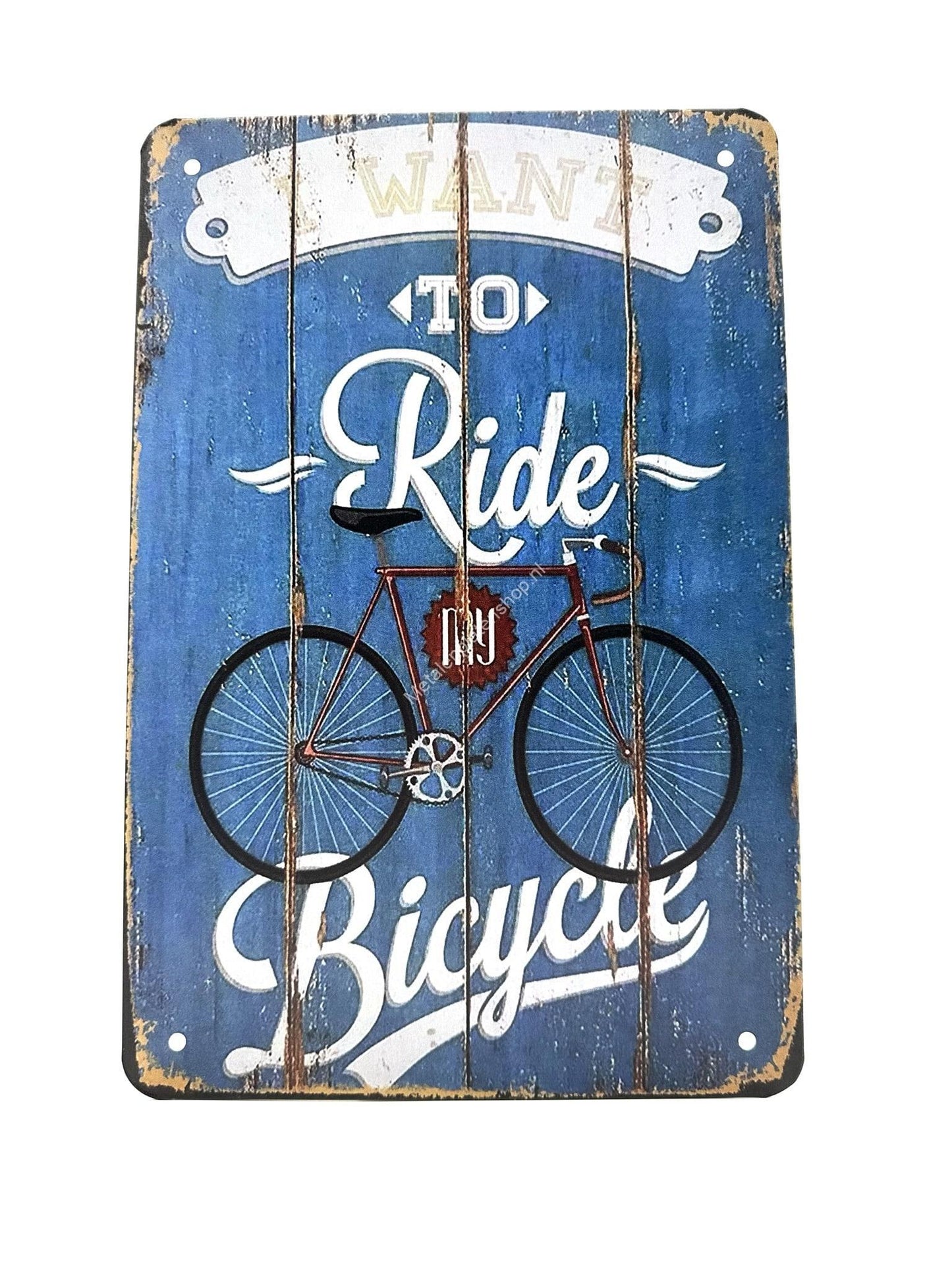 Metalen Wandbord - I want to Ride My Bicycle - Fiets