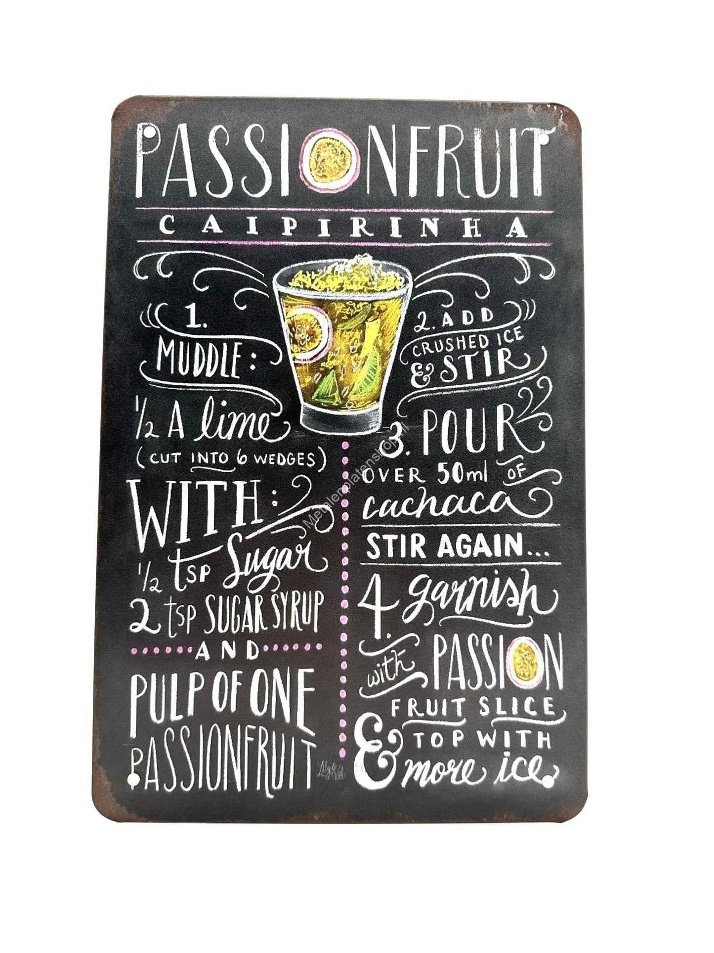 Metal Wall Sign - Passion Fruit - Cocktails