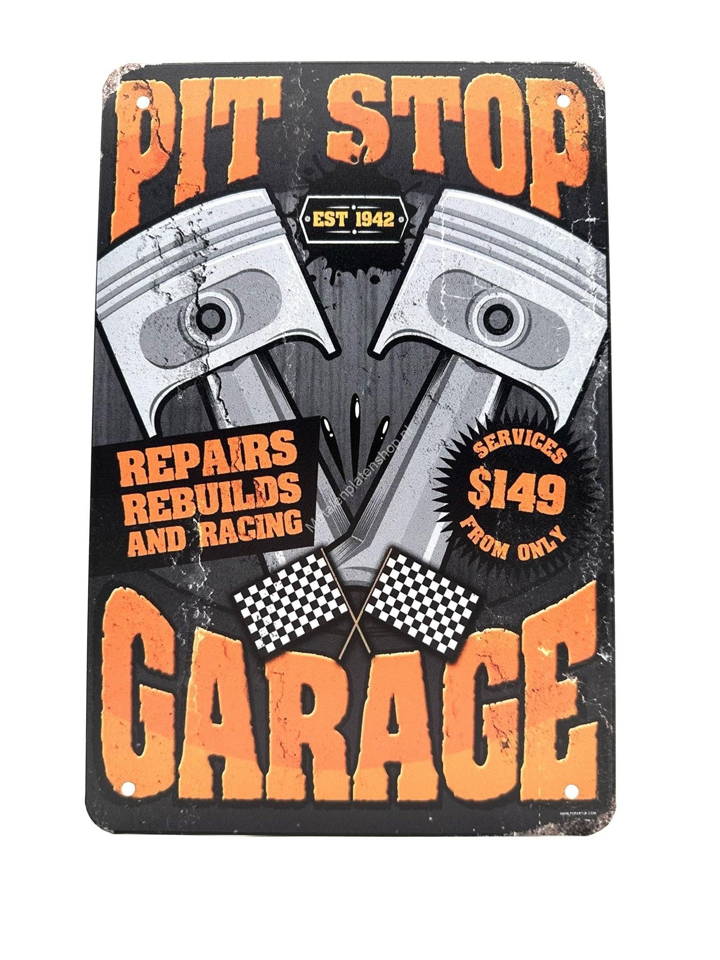 Metal Wall Sign - PIT Stop - Est. 1942 - Garage