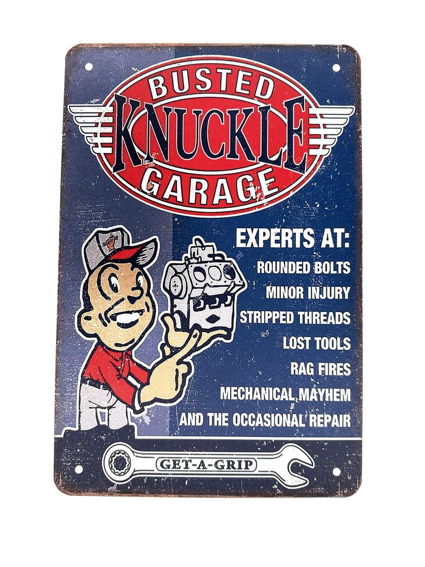 Metalen Wandbord - Busted Knuckle Garage - Get-a-Grip