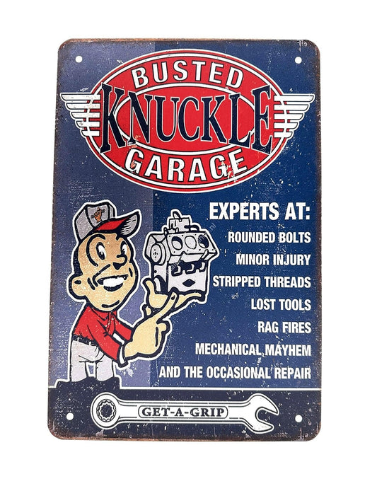 Wandschild aus Metall – Busted Knuckle Garage – Get-a-Grip