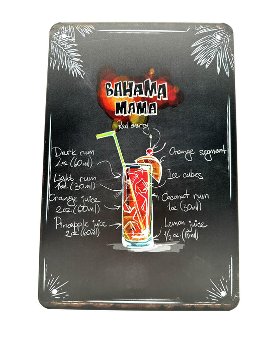 Metal Wall Sign - Bahama Mama - Cocktails