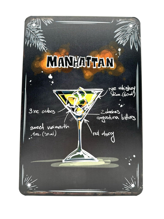 Metal Wall Sign - Manhattan - Cocktails