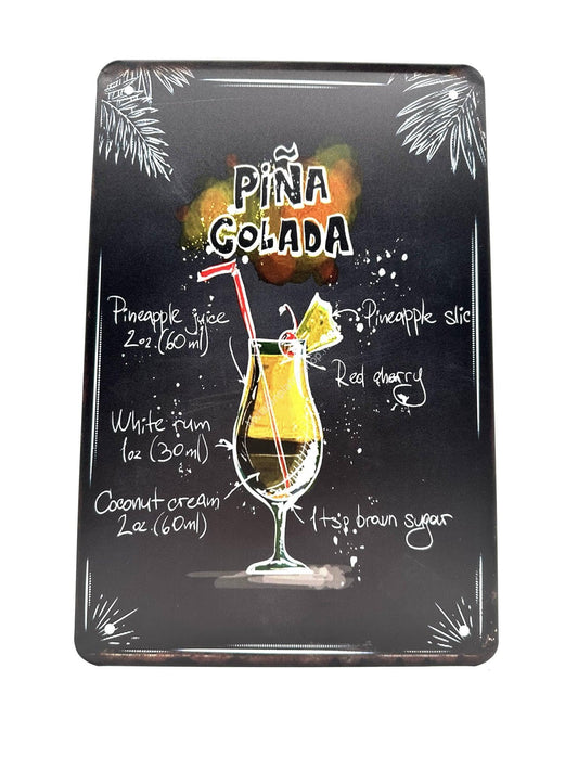 Metal Wall Sign - Pina Colada - Cocktails