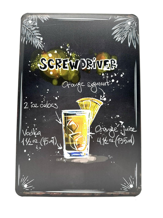 Metalen Wandbord - Screwdriver - Cocktails