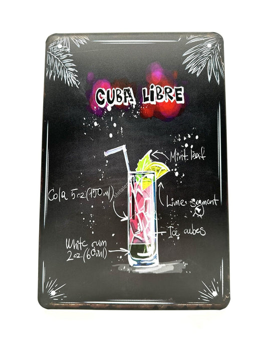 Metalen Wandbord - Cuba Libre- Cocktails