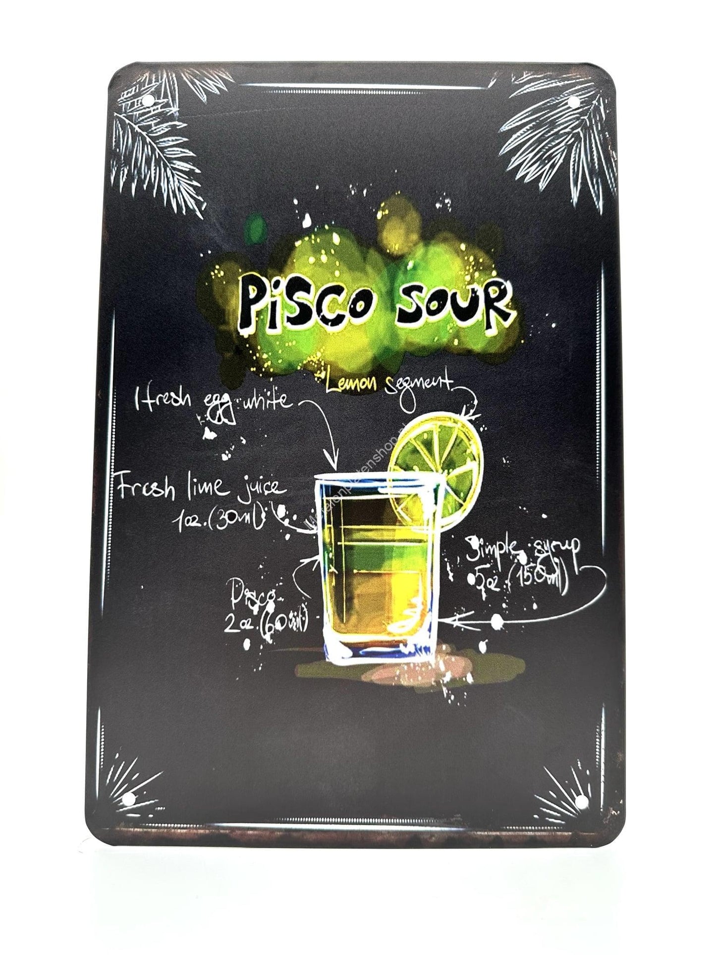 Metal Wall Sign - Pisco Sour - Cocktails