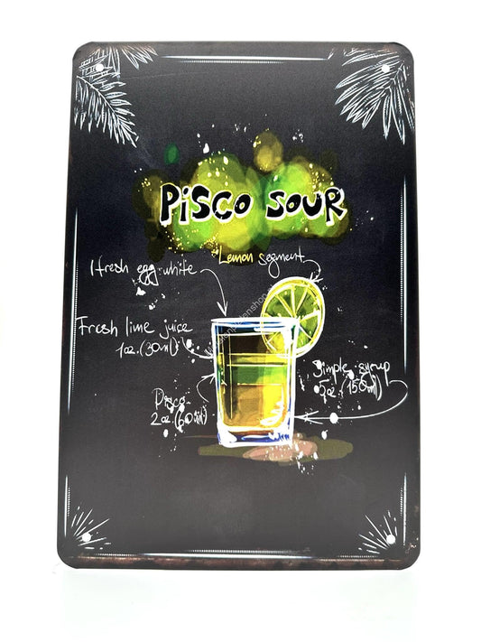 Metalen Wandbord - Pisco Sour - Cocktails