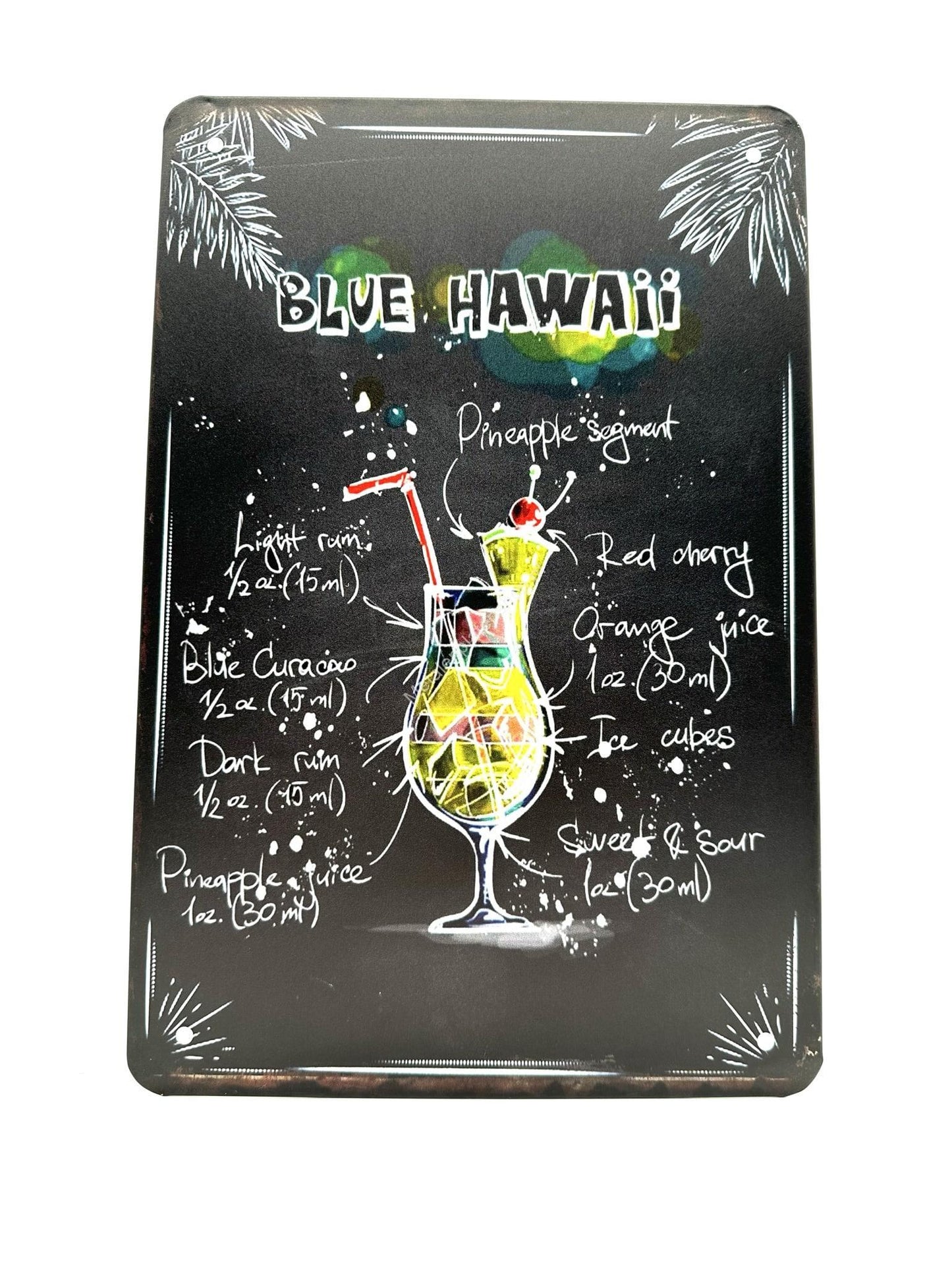 Metal Wall Sign - Blue Hawaii - Cocktails