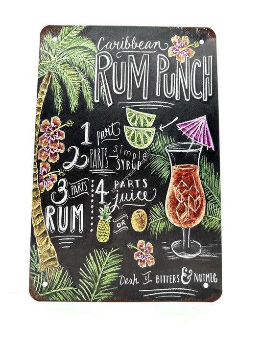 Metal Wall Sign - Caribbean Rum Punch - Cocktails