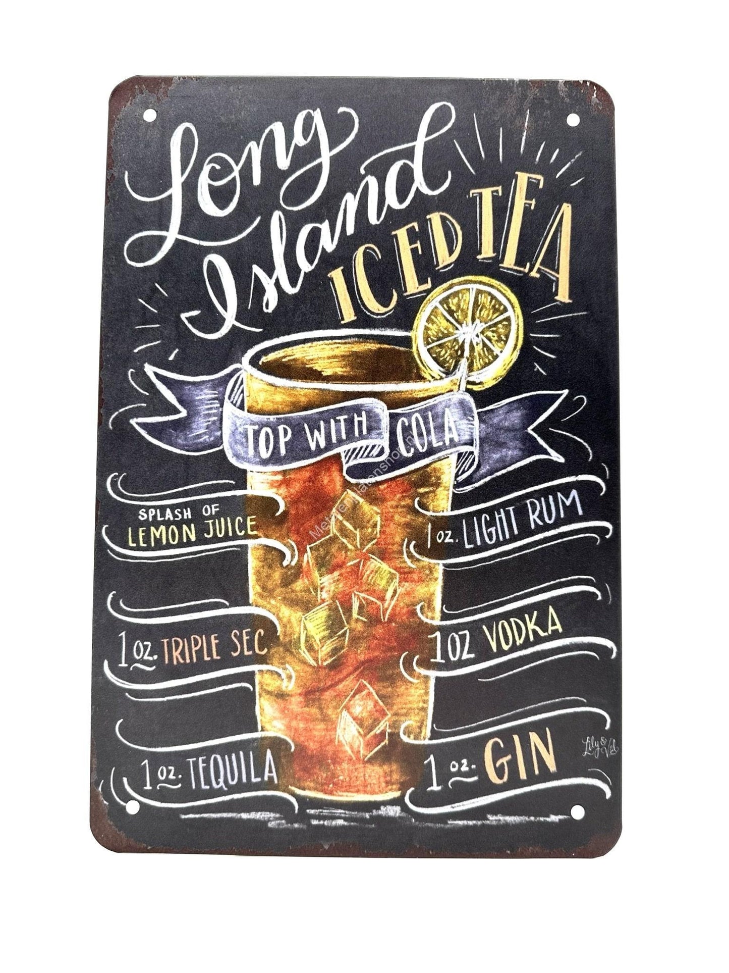 Metal Wall Sign - Long Island Iced Tea - Cocktails