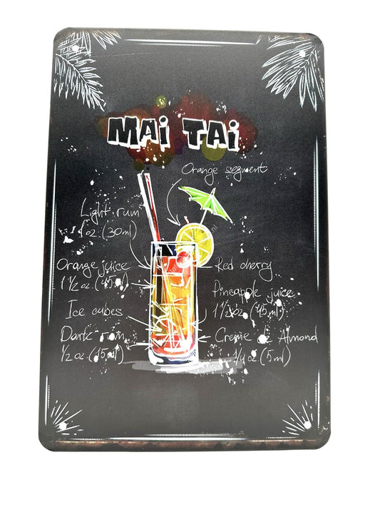 Metalen Wandbord - Mai Tai 2 - Cocktails