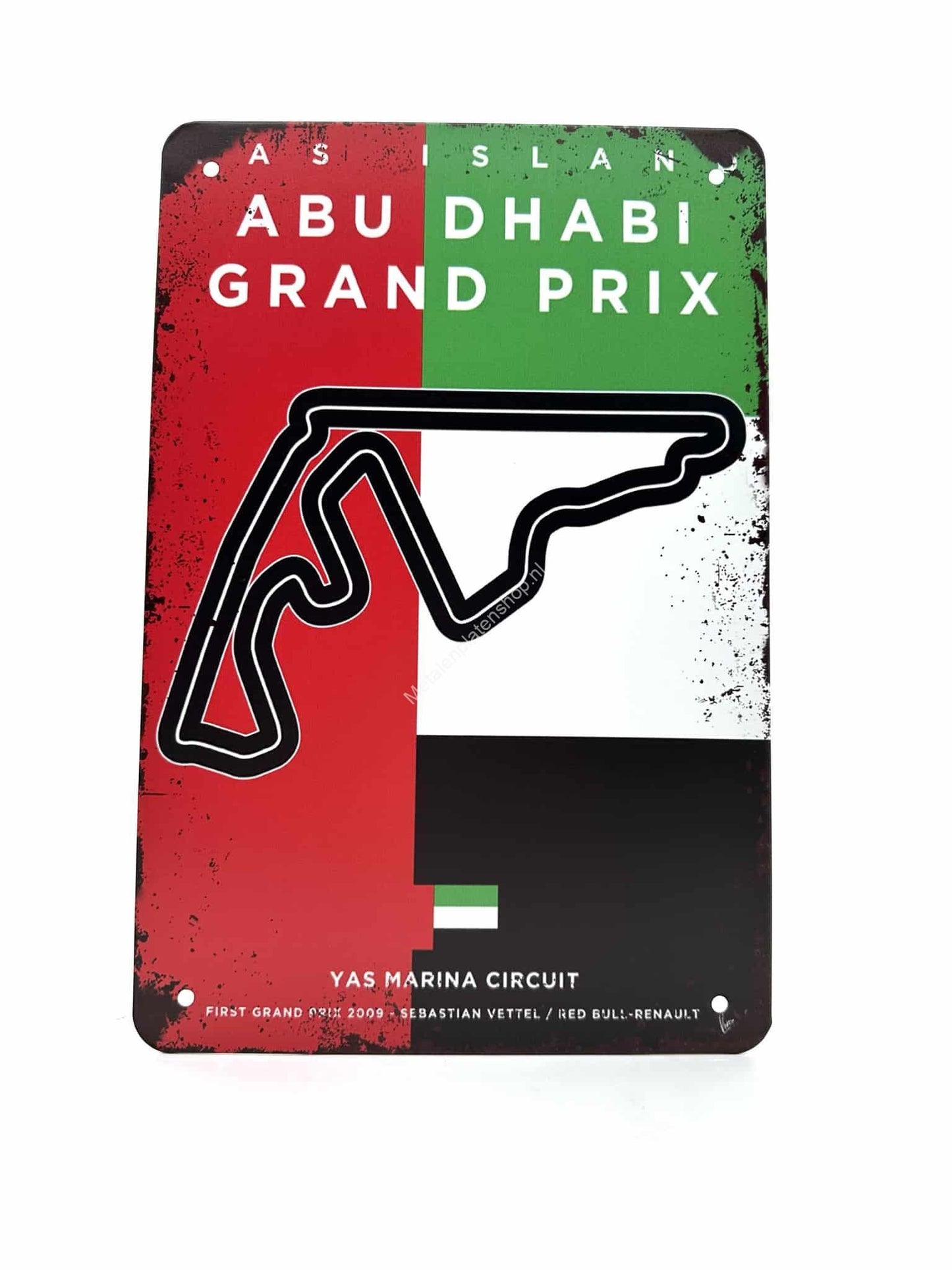 Metalen Wandbord - Yas Marina Circruit - Grand Prix - Abu Dhabi - Formule 1