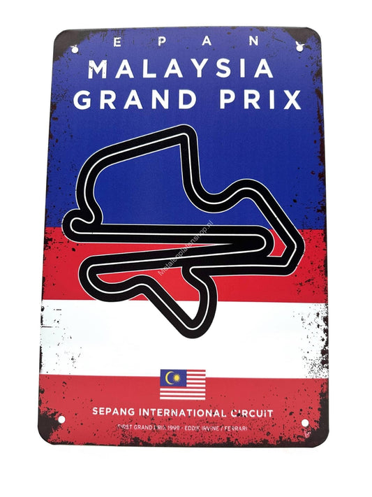 Wandschild aus Metall – Sepang International Circuit – Malaysia – Grand Prix – Formel 1