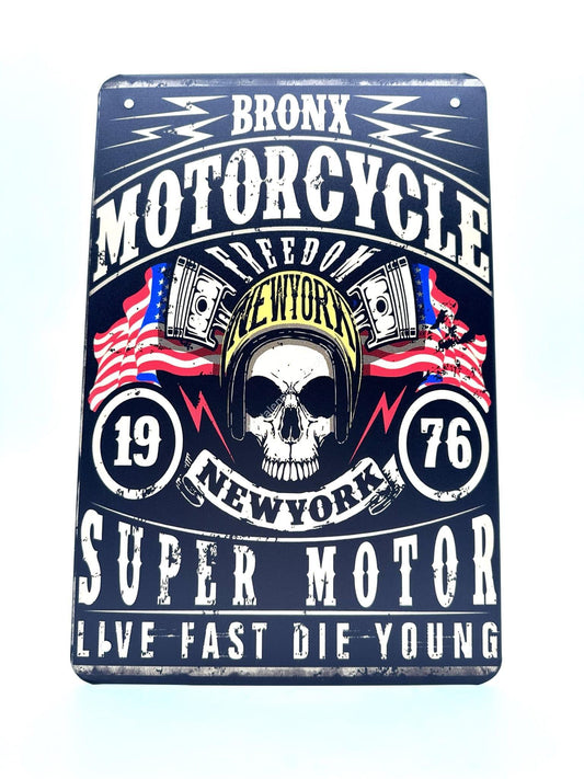 Metal Wall Sign - Bronx Motorcycle Free Dom - New York - Motorcycles