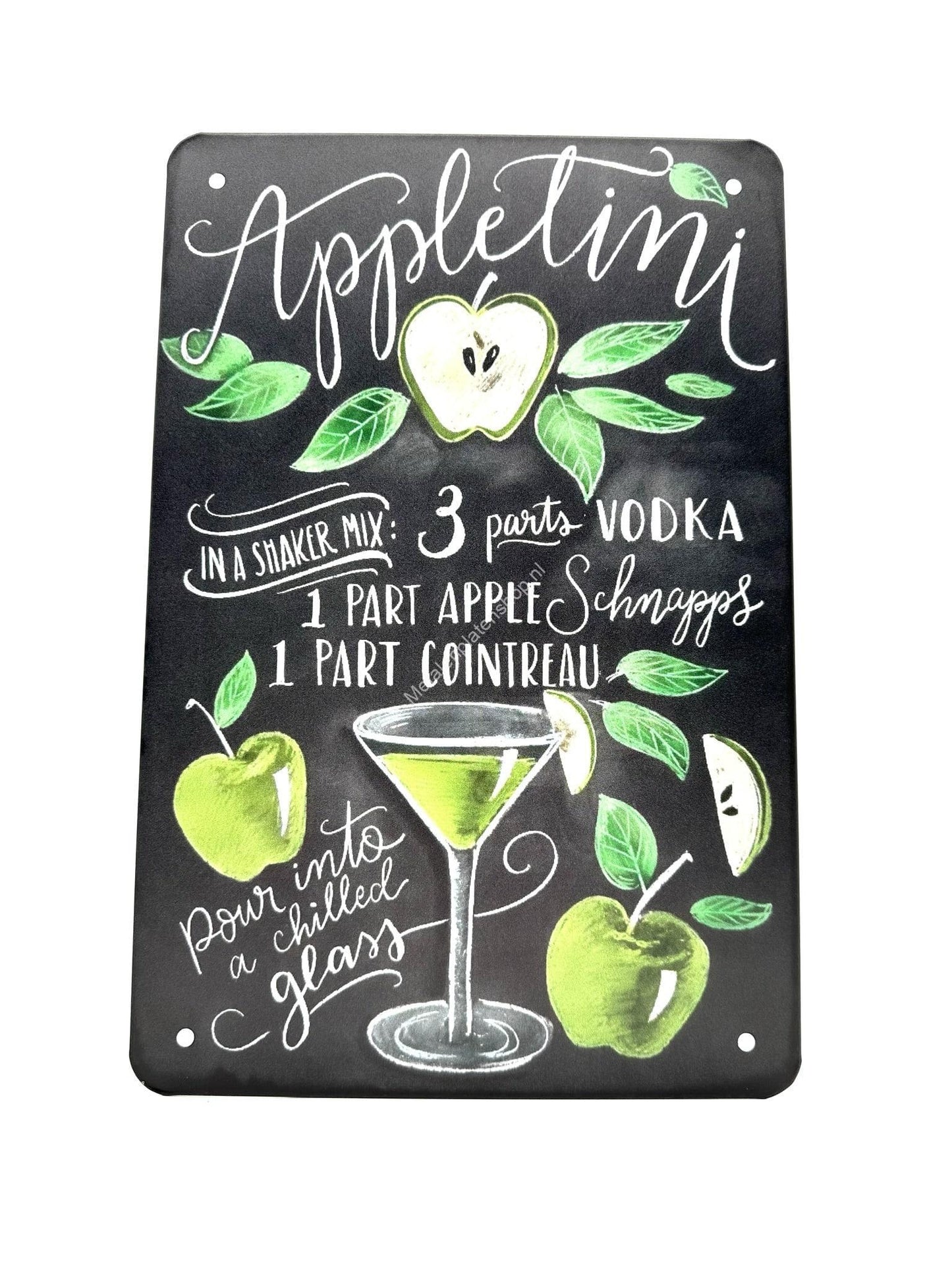 Wandschild aus Metall – Applelimi – Cocktails