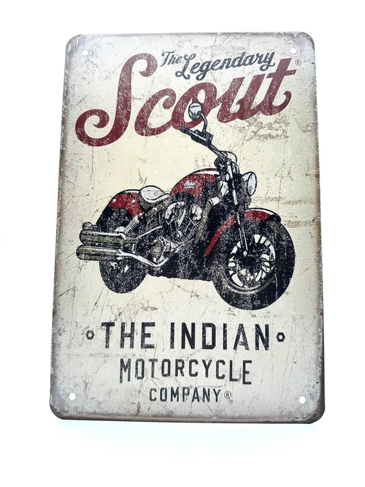 Wandschild aus Metall – The Legendary Scout – The Indian Motorcycle Company – Motorräder