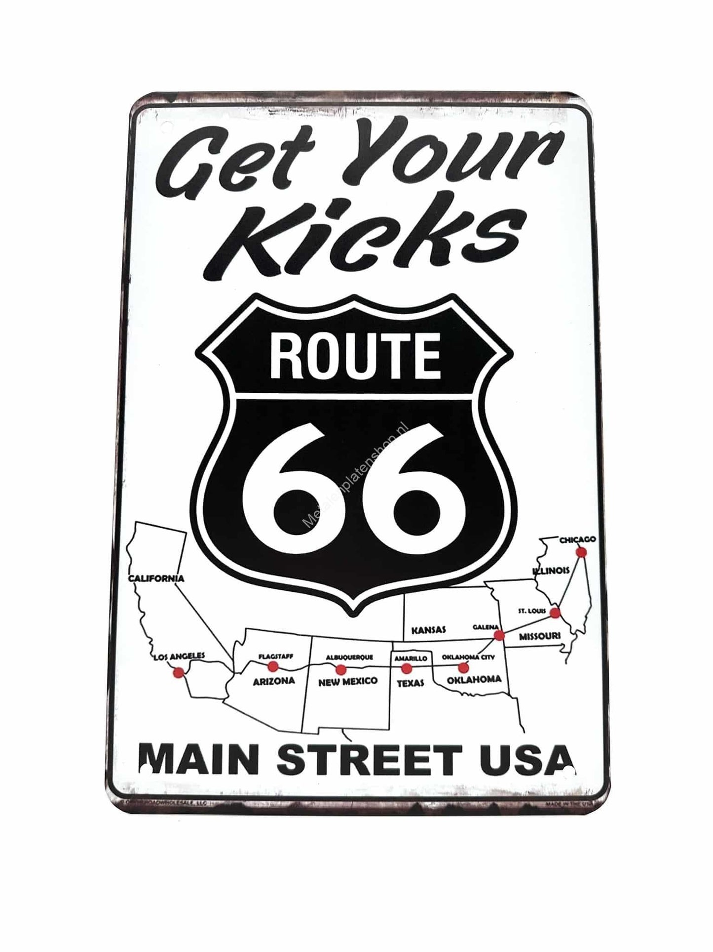 Metal Wall Sign - Get Your Kicks on Route 66 - Main Street USA