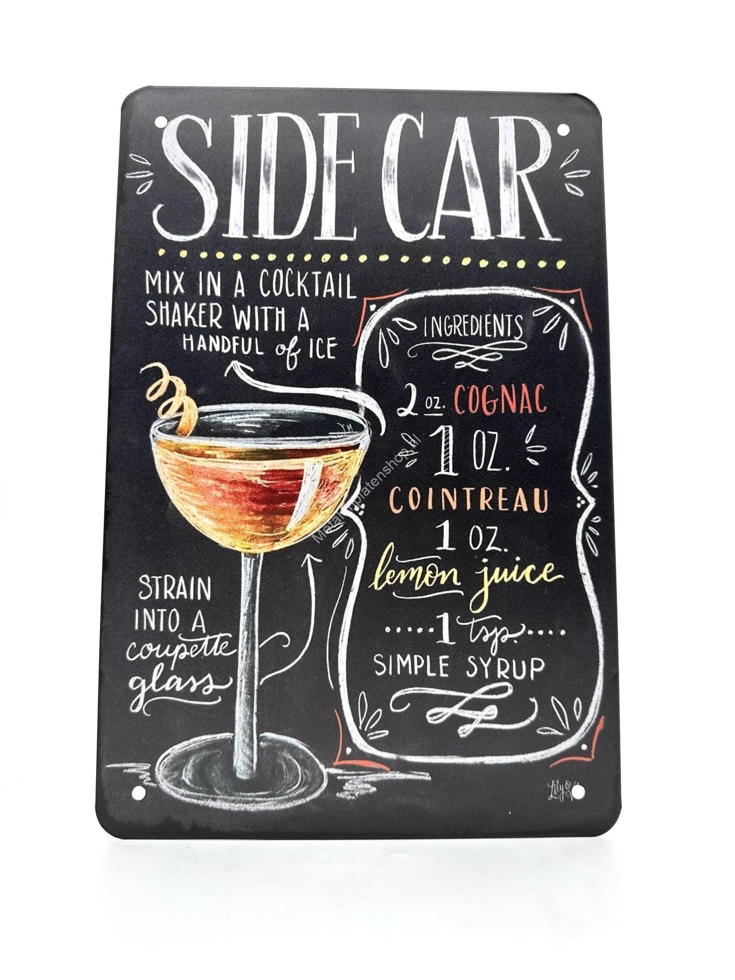 Metal Wall Sign - Side Car - Cocktails