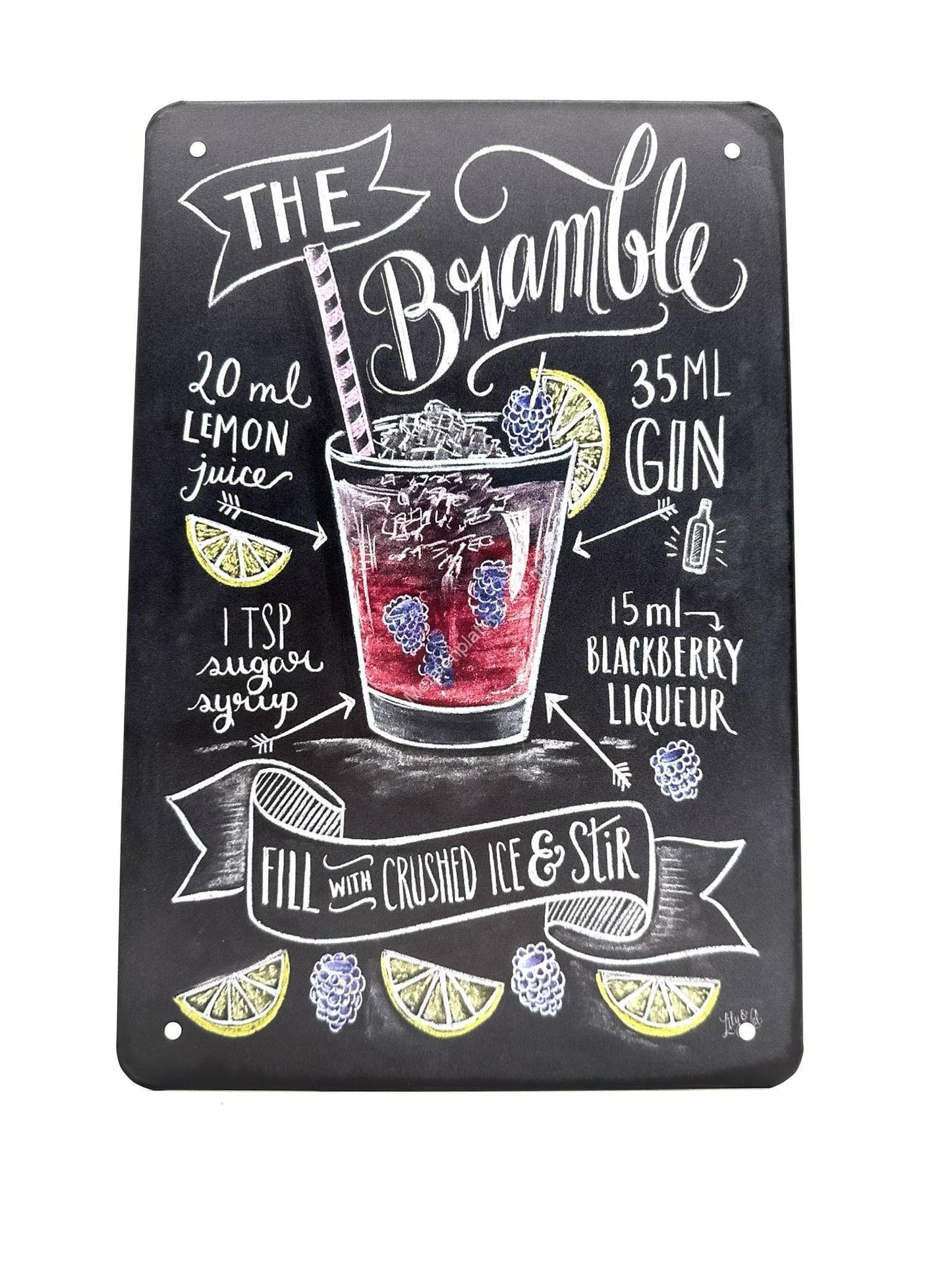 Metal Wall Sign - The Bramble - Cocktails