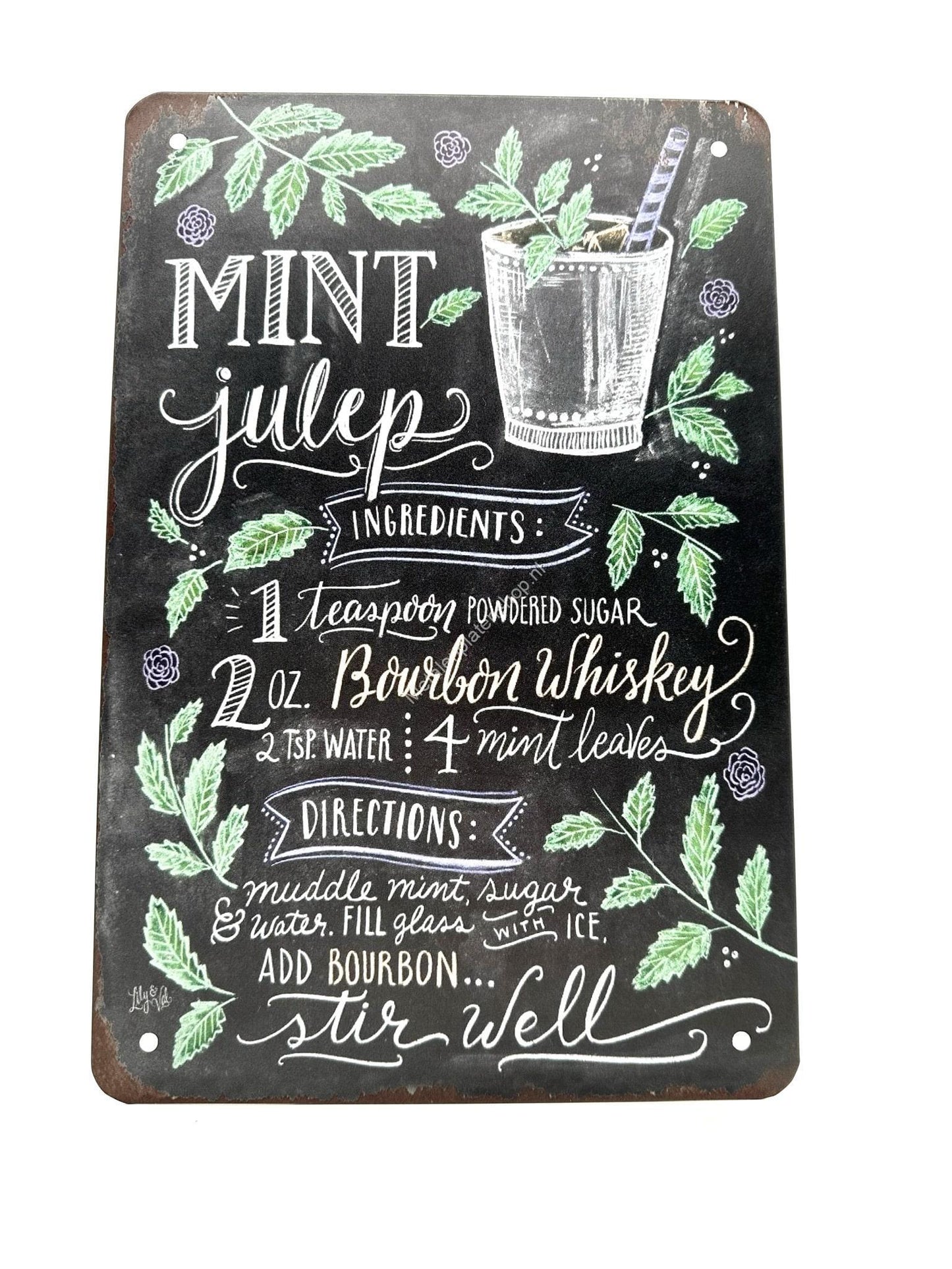 Metal Wall Sign - Mint Julep - Cocktails