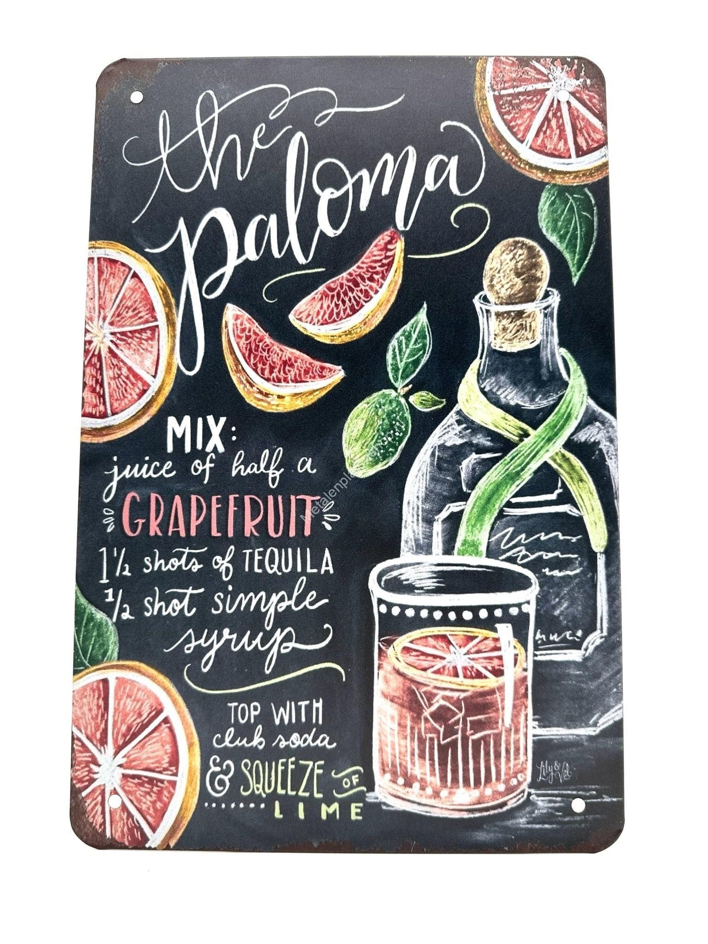 Metal Wall Sign - The Paloma - Cocktails