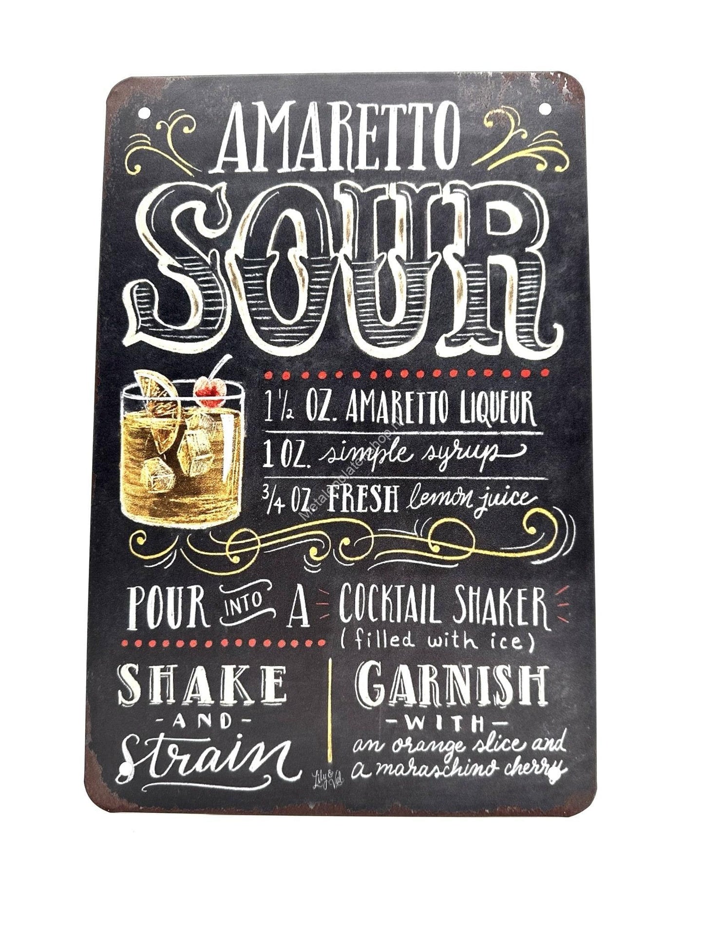 Metal Wall Sign - Amaretto Sour - Cocktails