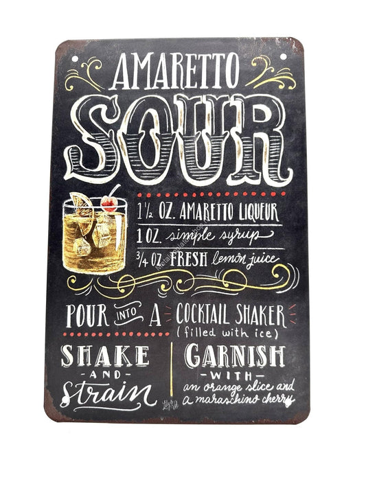 Metalen Wandbord - Amaretto Sour - Cocktails