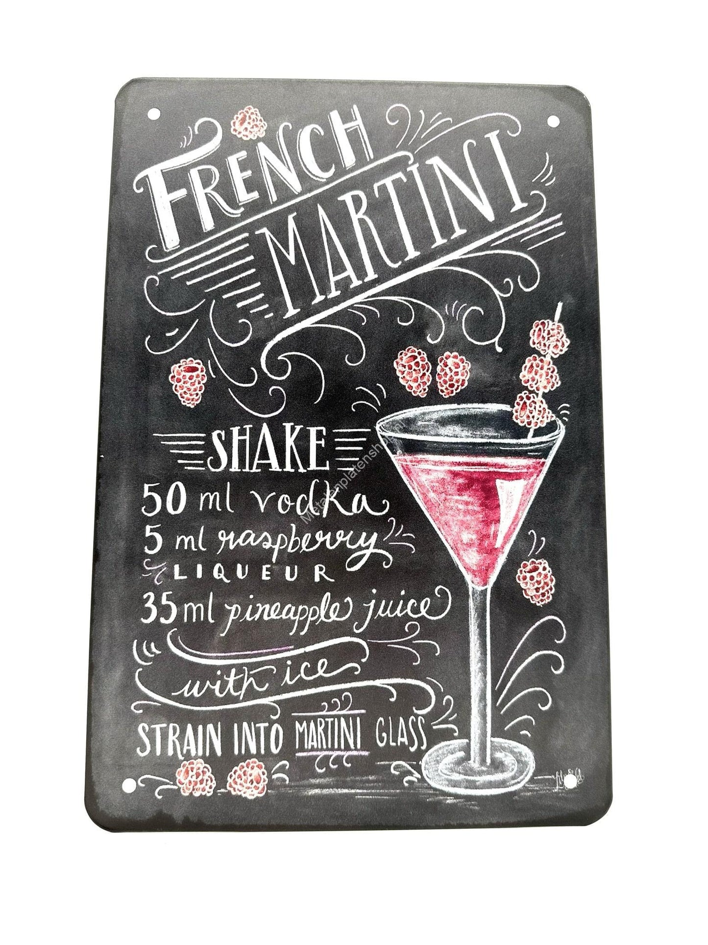 Metal Wall Sign - French Martini - Cocktails