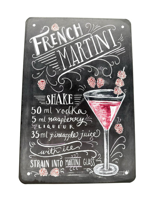 Metalen Wandbord - French Martini - Cocktails